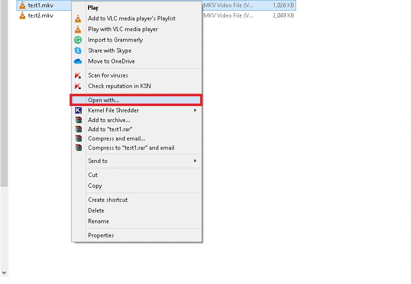 click on open with option