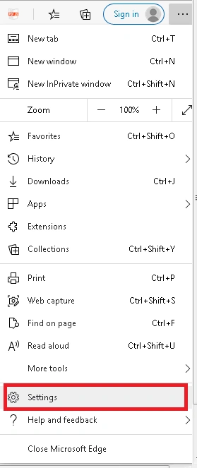 click on settings