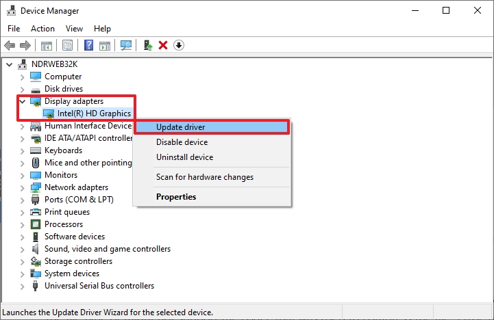 Move to the Display Adapters 