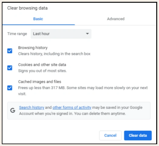 delete browsing data