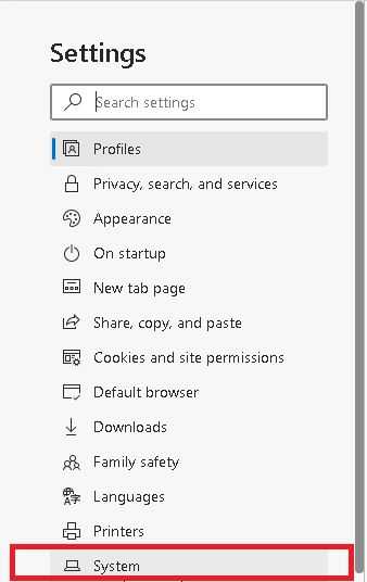 click on system