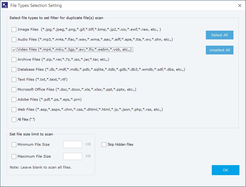 simply utilize the checkbox to designate your preference for video files and click OK