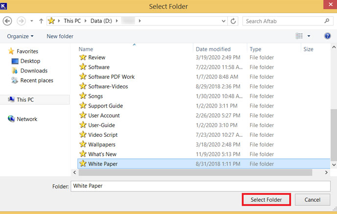 Select Folder to add