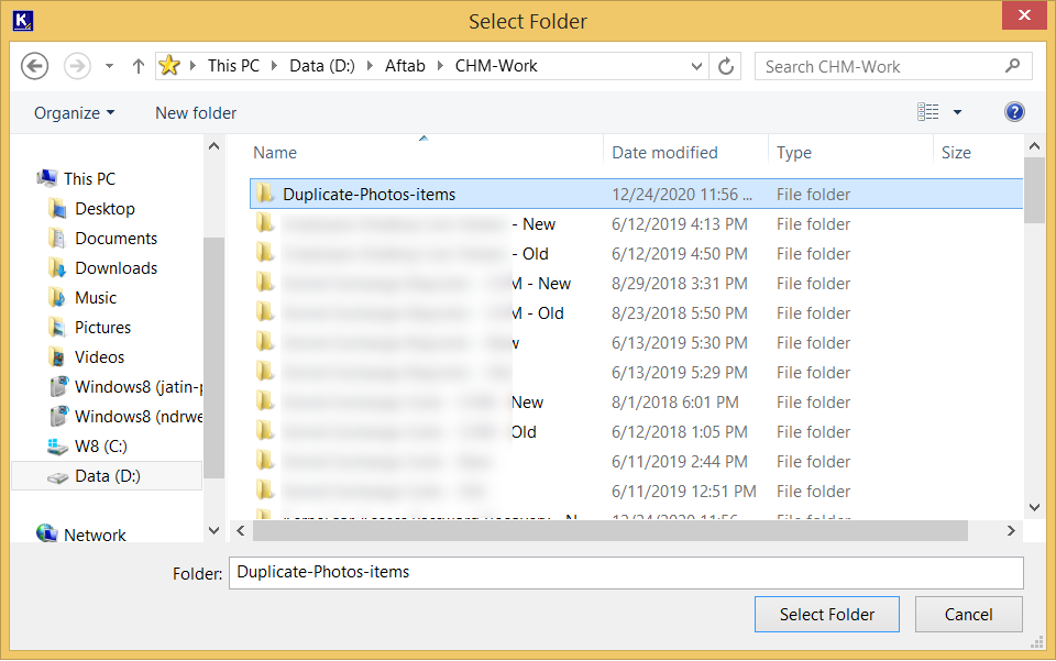 Select the folder where you want to save the duplicate photos