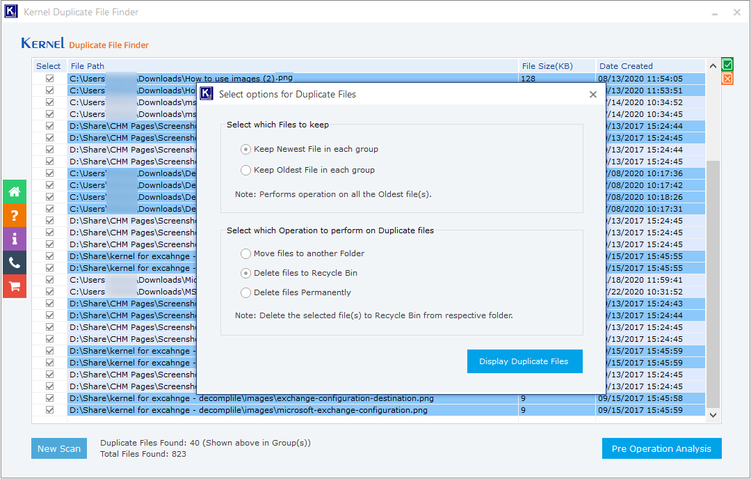 Display Duplicate Files