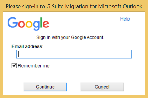 Enter the Google Account credentials