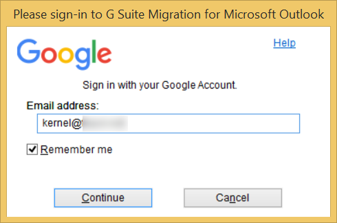 Input the username of the G Suite