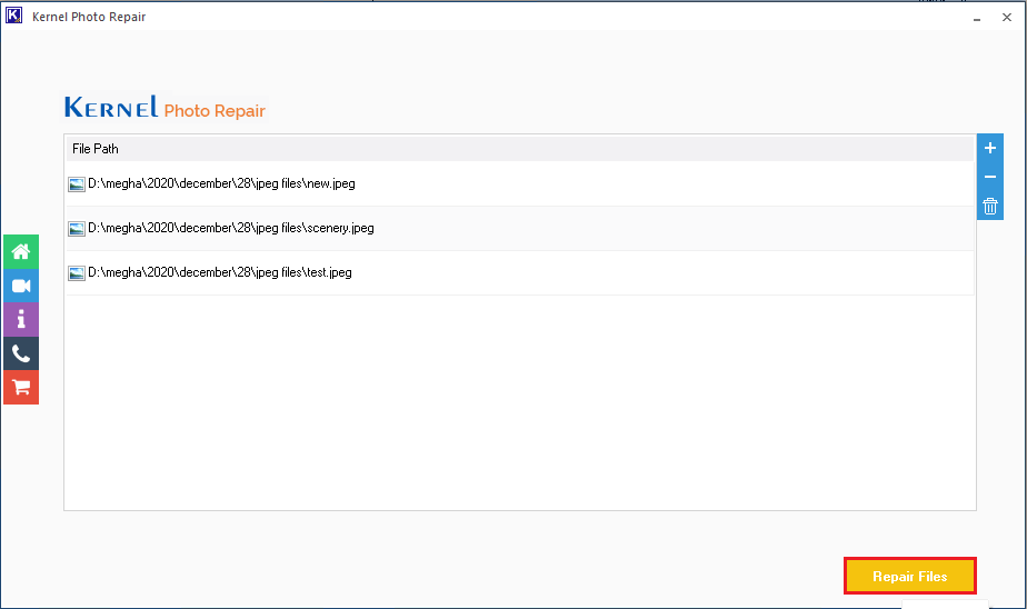 click the Repair Files to initiate the repair process