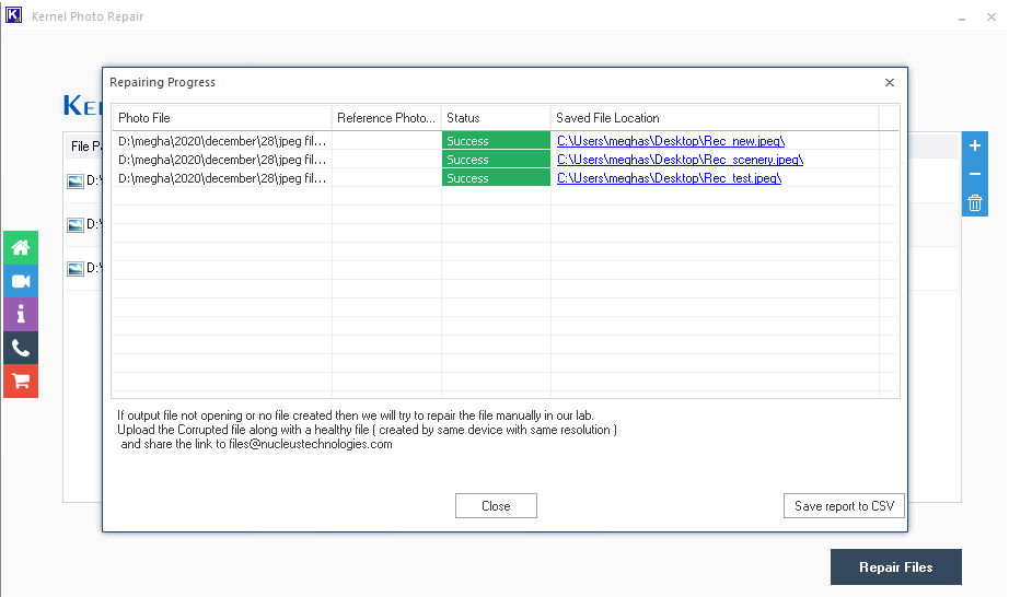 Click on Save to CSV