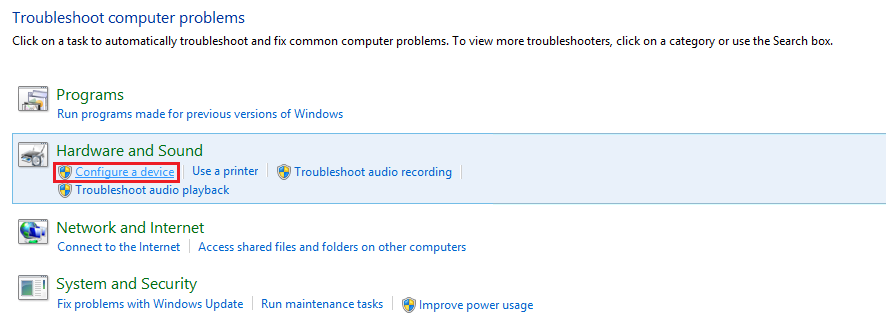  click on the Configure a device