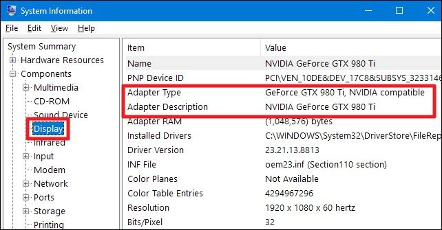 Adapter Type and Description