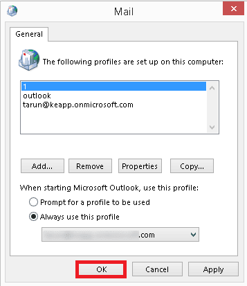 select Always use this profile