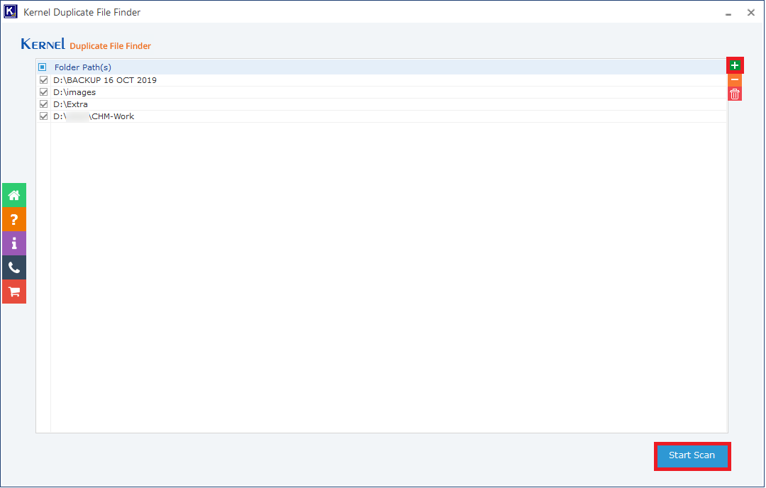 click Start Scan to scan the folders
