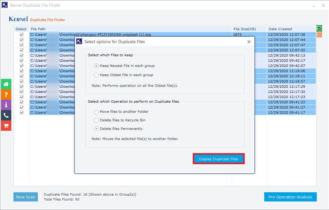 Display Duplicate Files