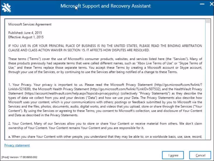 launch the MSRA tool and accept the license agreement