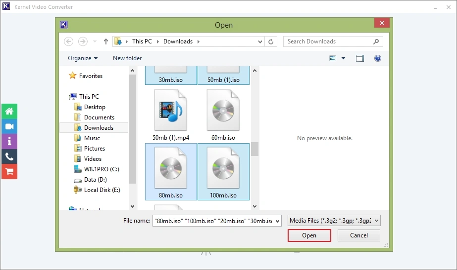 select iso files