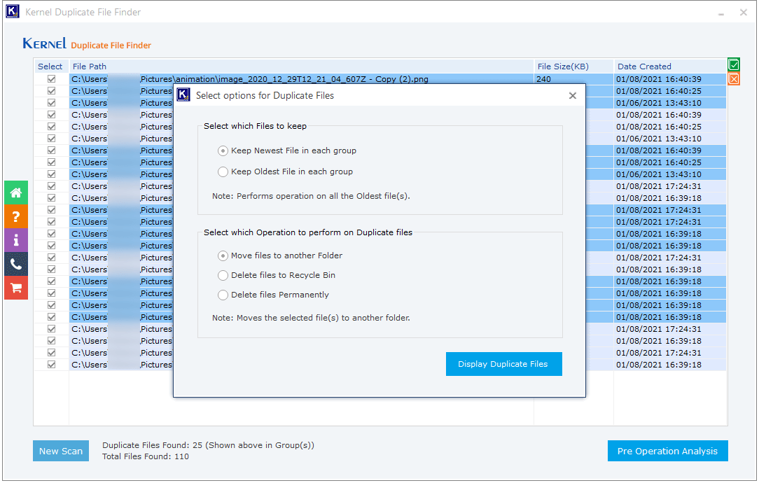 Display Duplicate Files