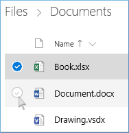 You can select the individual file using the circular box