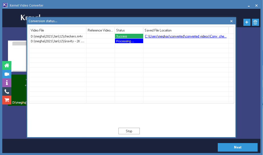 view the live progress of the process