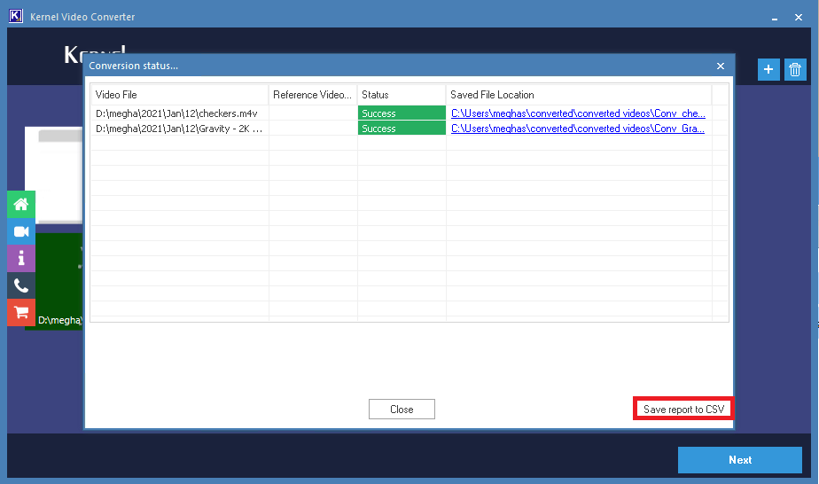 Save report to CSV