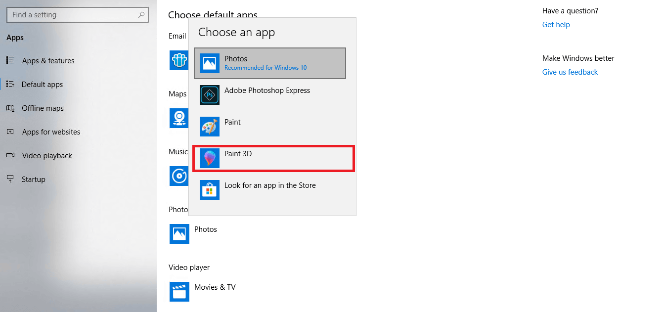 Select the existing Photo Viewer App in the default programs