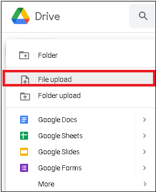 select the File upload option