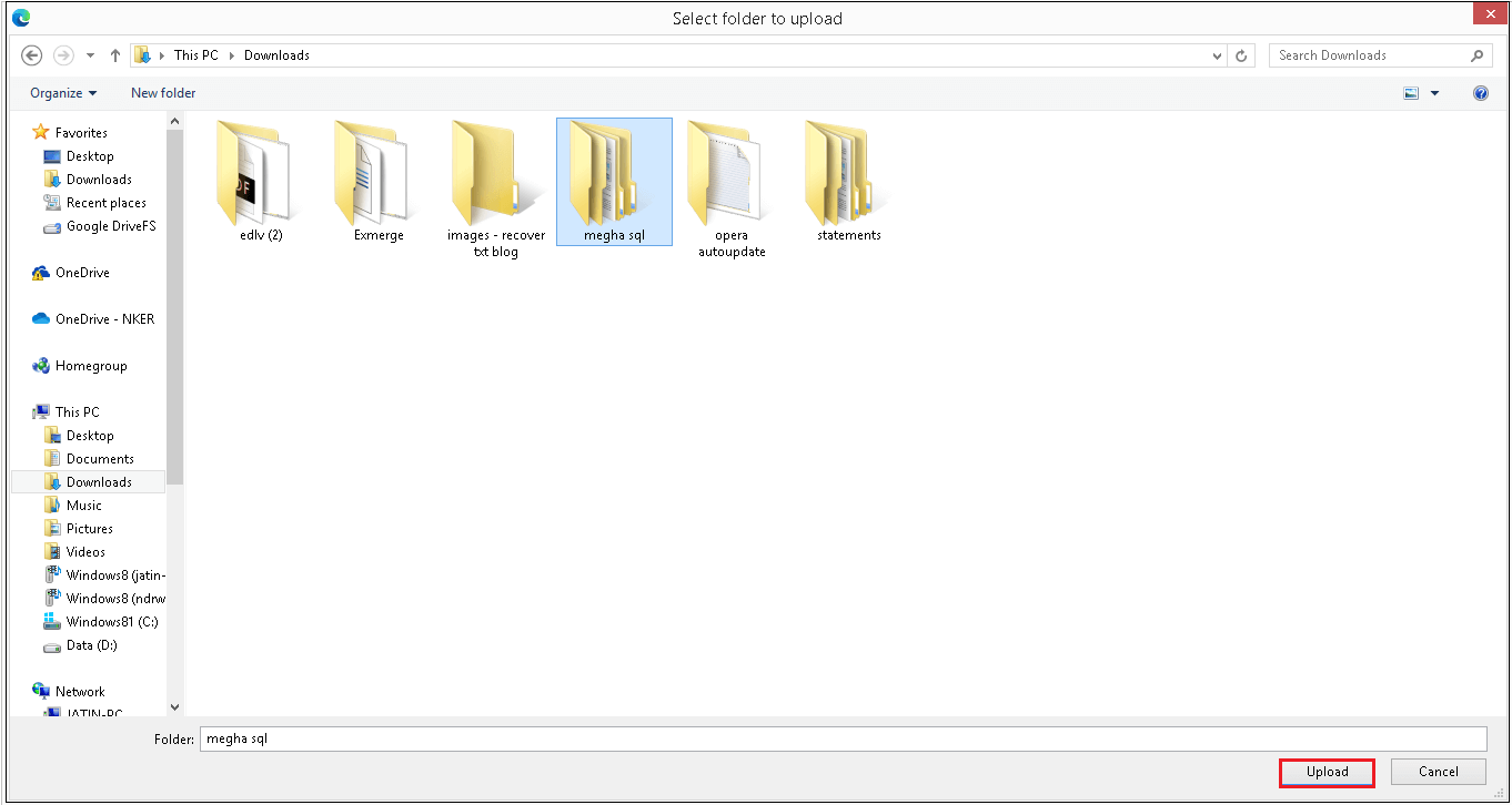 Choose the desired folder from the system