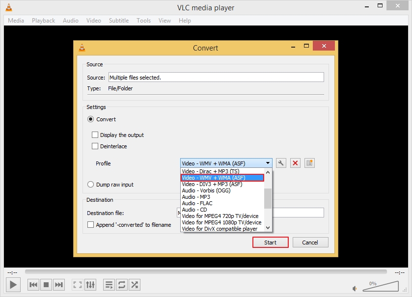 select wmv as output