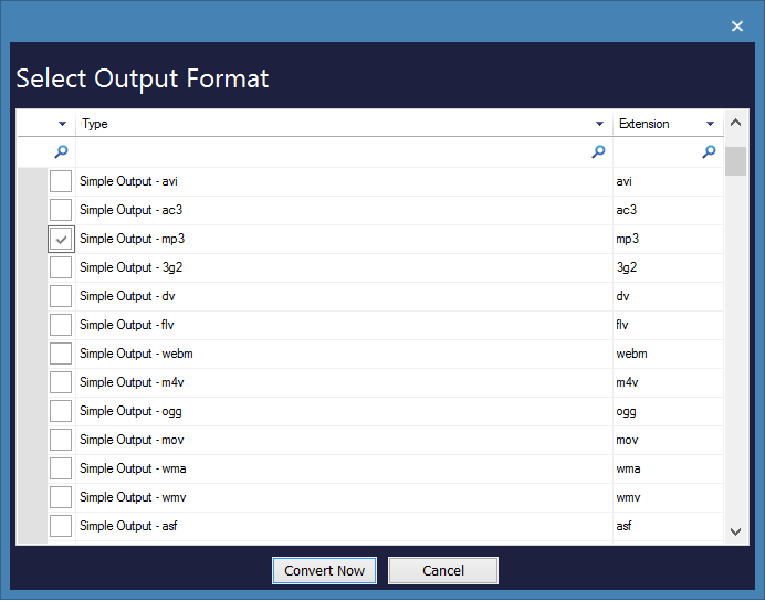 select Simple Output MP3