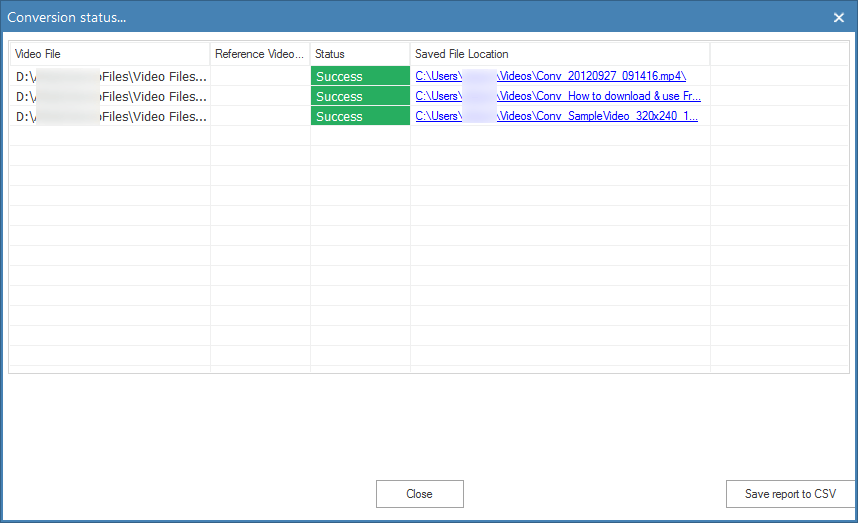 save the CSV format report