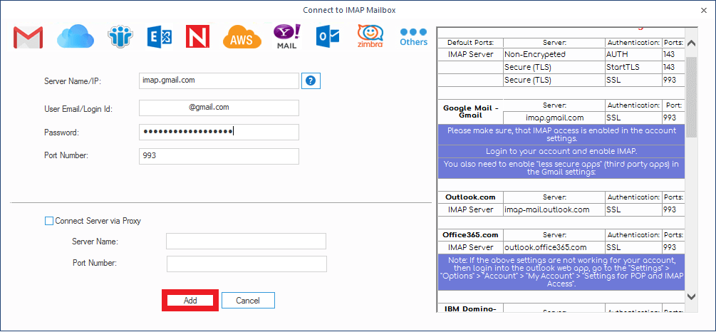 provide the login credentials of your Gmail account