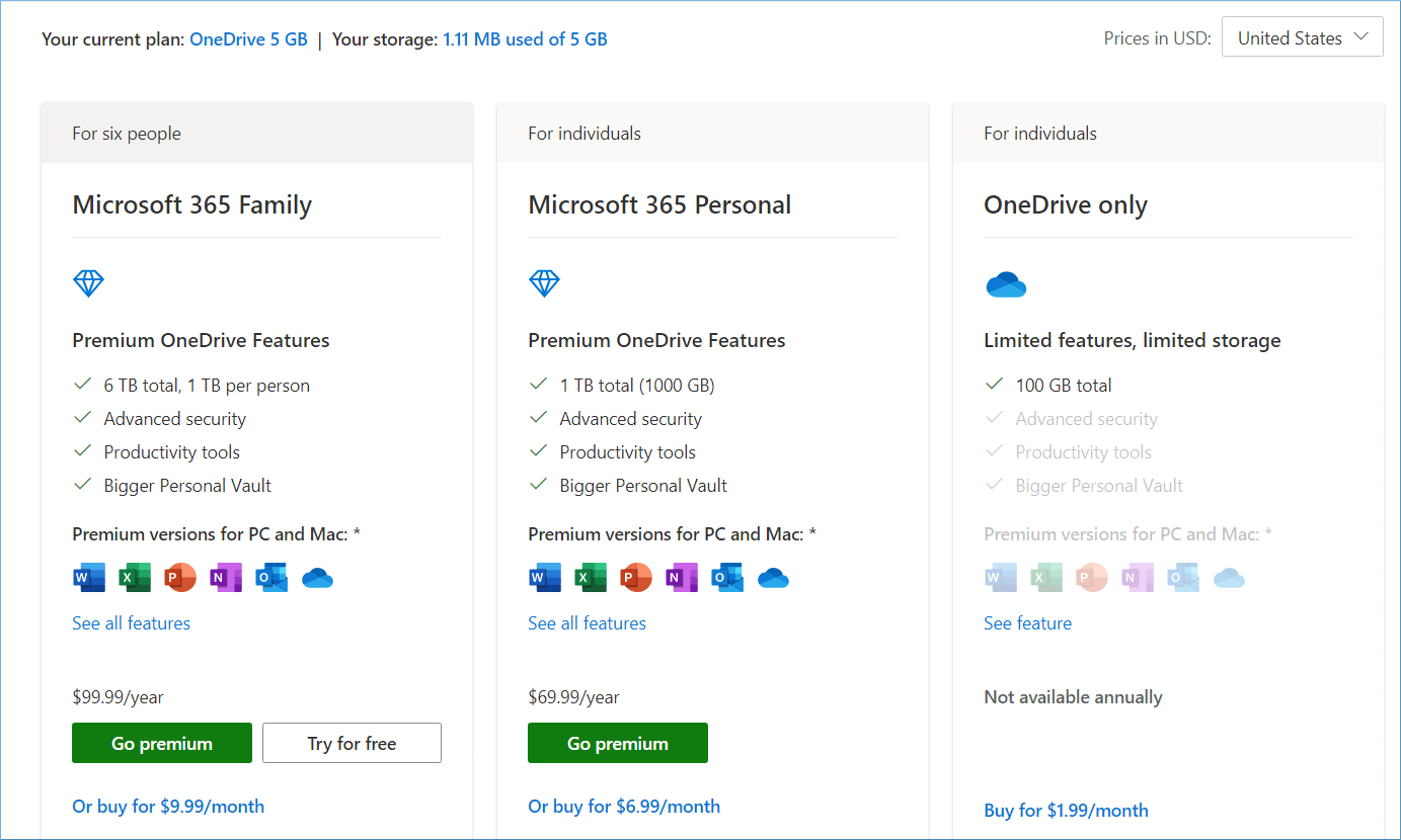 OneDrive plan