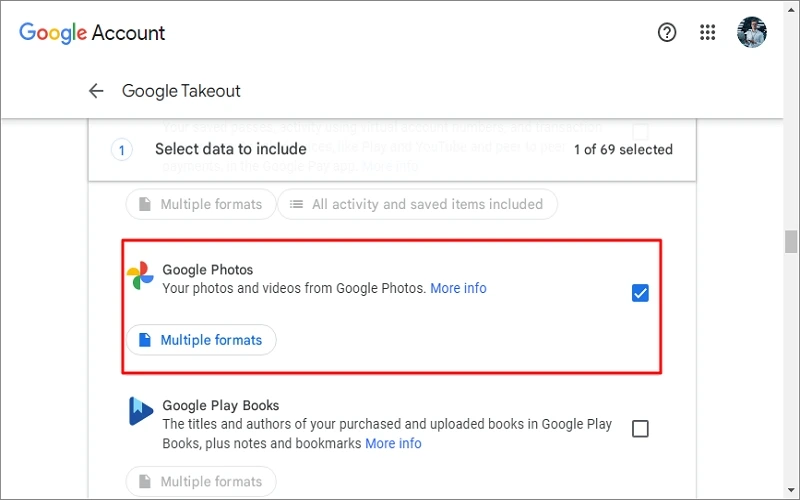 choose google photos