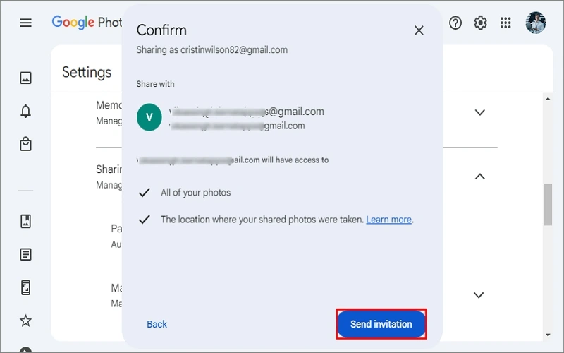 click send invitation
