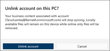 Click on the Unlink account option 