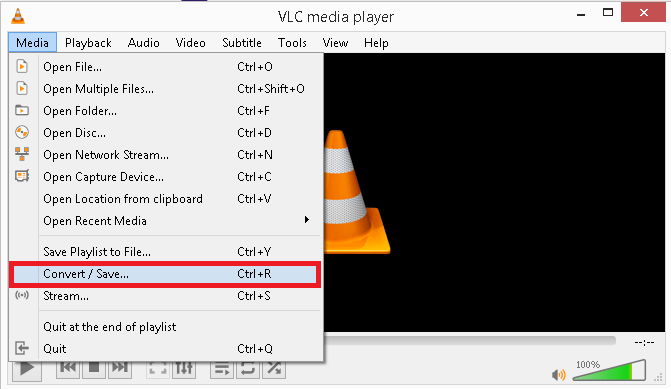 Launch the VLC Media Player and click on the Media