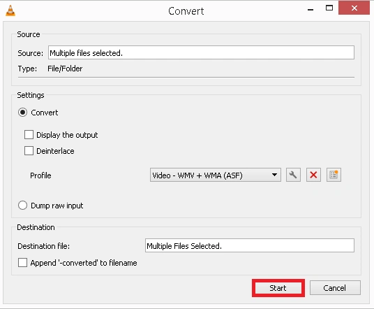 start conversion process