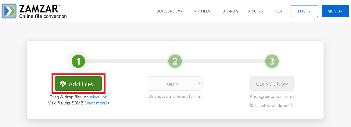 open the online video converter tool click on Add Files option to add MP4 files