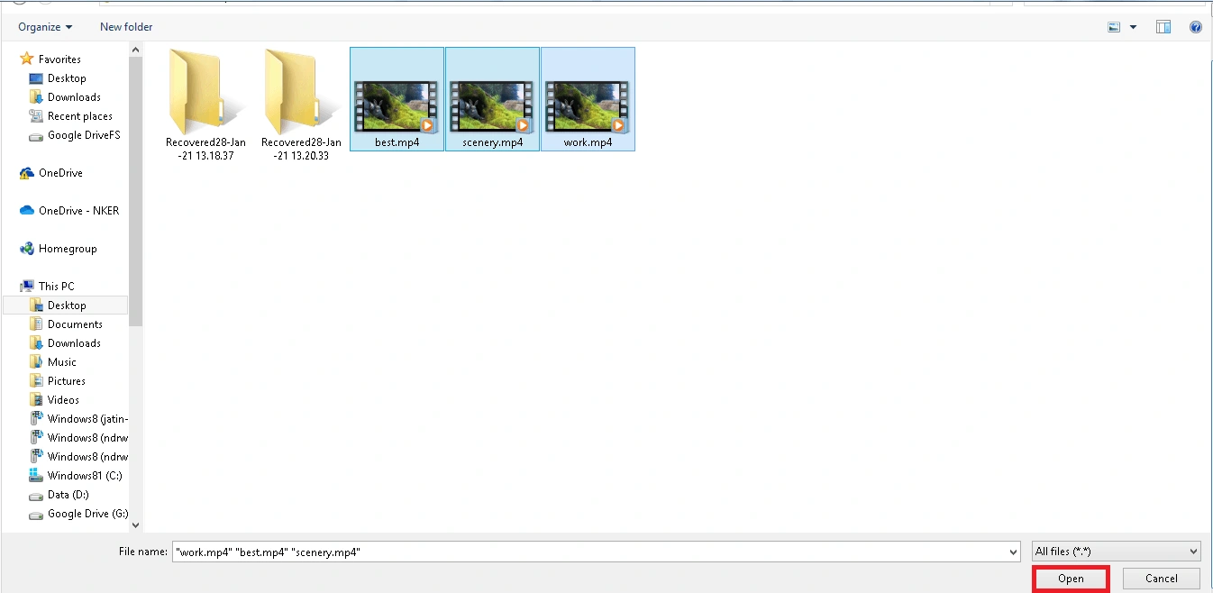 choose the files