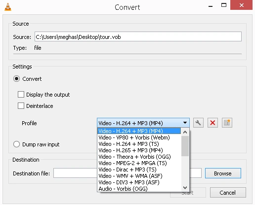 choose MP4 file format