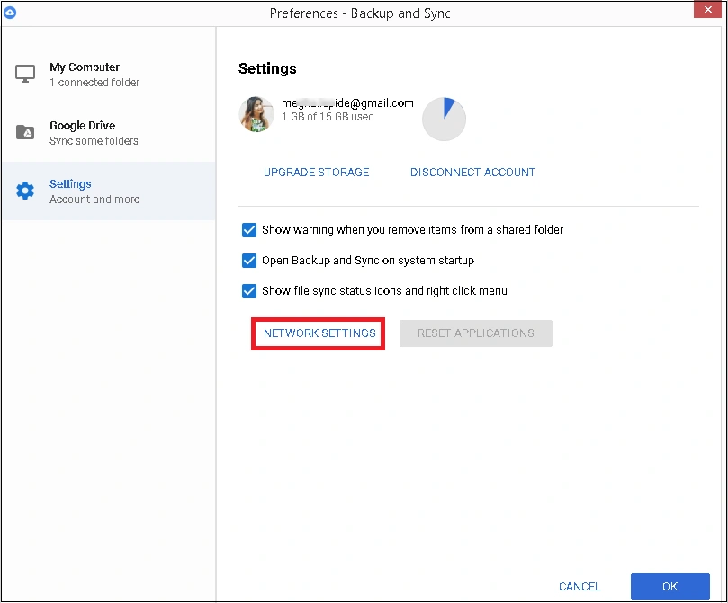 click on the Network Settings