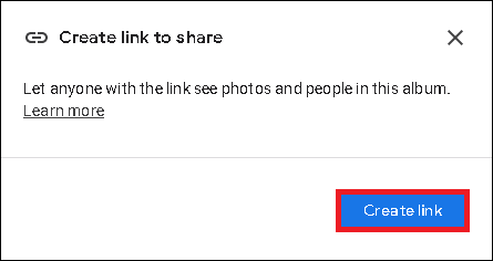 Click on the Create link” option again.