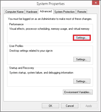 system properties page