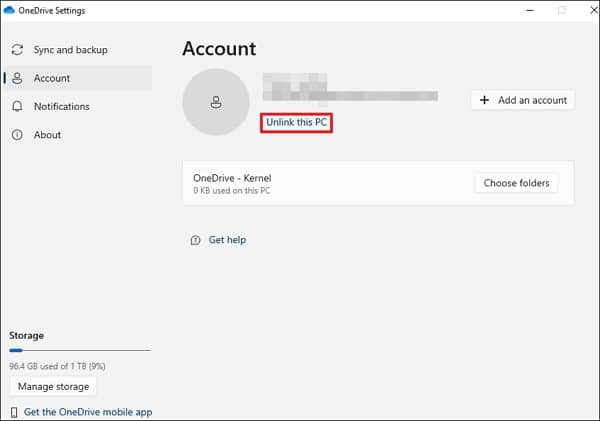 The Microsoft OneDrive dialog box will open