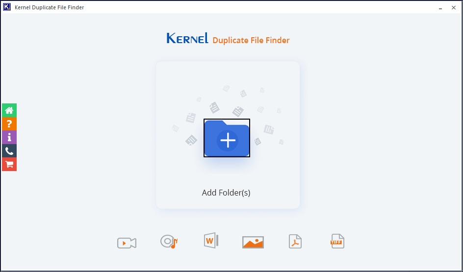 Launch the kernel duplicate file finder and click on plus icon