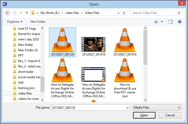 select and open mts files