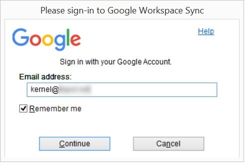 Input the username of the G Suite account