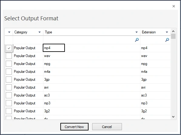 choose mp4 as output format