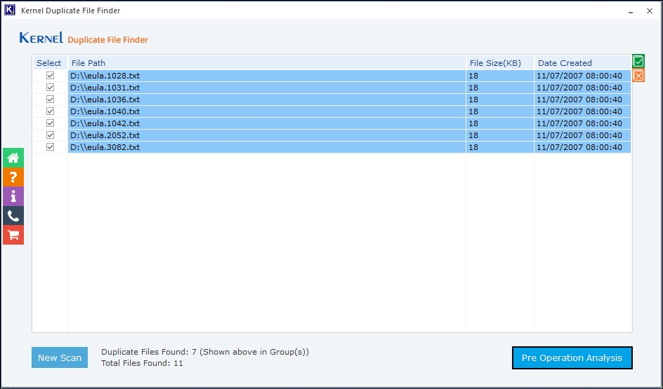 Duplicate file will be highlighted