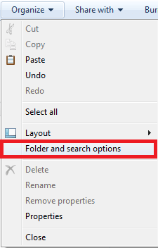  go to the Organize option at the top and click on it